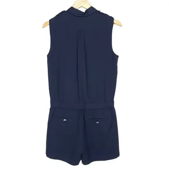 NWOT ATM Anthony Thomas Melillo Sleeveless Lyocell Romper in Midnight Blue, XS - Picture 5 of 10
